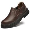 Zapatos de Cuero Populares Transfronterizos 2025 Talla Grande Slip-On Zapatos de Trabajo Zapatos de Cuero Casuales para Hombre Zapatos Perezosos Suela Gruesa Zapatos de Cuero Grandes