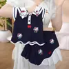 Conjunto Infantil de Dos Piezas Estilo Academia Ningli Girl's Hello Kitty Falda Plisada Ropa de Otoño para Niñas Conjunto de Dos Piezas