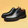 Zapatos Oxford Brogue para Hombre, Piel de Vacuno de Capa Superior Envejecida, Suela Gruesa, Aumentan la Altura, Versátiles Zapatos de Cuero Formales de Negocios Estilo Británico para Hombres