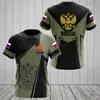 2023 nova camiseta de moda de rua transfronteiriça masculina camiseta masculina de gola redonda solta masculina impressão digital 3D Rússia