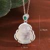 Colar Buda Maitreya de Prata de Lei S925 com Diamante e Calcedônia Branca para Mulheres, Simples, Luxo Acessível, Exquisito, Jade Natural, Corrente para Clavícula Versátil