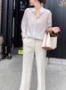 Stock Listo Camisa Protección Solar Delgada Lujo Accesible Gama Alta Rayas Elegante Holgada Manga Larga Top Verano Mujer Estilo Delgado
