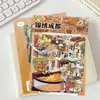 4 Hojas/Set de Hermosas Pegatinas del Paisaje de Chengdu, Nuevas Miniaturas 3D de Casas para Aliviar el Estrés, Pegatinas Divertidas Impermeables Sin Cortar