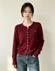 Dos tops de cárdigan de punto de terciopelo Andy para mujer con logo de poni bordado, suéter adelgazante, capa exterior suave y gruesa