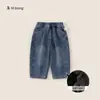 Calça de Lã Bangxuan para Meninos 2026 Inverno Engrossada Quente Calça Longa para Meninas Jeans Versátil para Meninas