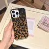 Estampa de Leopardo Gradiente Japonesa e Coreana Avançada Adequada para Capa de Celular Apple 16Promax Iphone15 Criativa 14 Anti-Queda 13 Mulheres