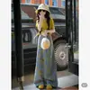 Conjunto de Verão para Meninas 2025 Novo Estilo Moda Jeans Casual de Manga Curta Conjunto de Duas Peças para Meninas