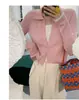[en stock] Cárdigan de punto retro de dos piezas falsas VC para mujer, primavera nuevo estilo coreano ajustado, polo top