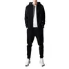 Conjunto de cárdigan deportivo casual para hombre Primavera y Otoño Nuevo Holgado con Capucha Cremallera Suéter Conjunto de Dos Piezas