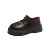 Zapatos de Cuero para Niñas 2026 Otoño Nuevo Estilo Británico Estudiante Zapatos Negros de Rendimiento para Niños Pequeños Zapatos Casuales Antideslizantes para Comercio Exterior