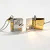 Collar de Acero de Titanio, Popular en Europa y América, Collar con Forma de Libro de Carta de Amor Grabada, Collar con Forma de Sobre de Carta de Amor Abrible, Cadena para Clavícula