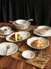 Juego de Vajilla de Cerámica Estampada Estilo Francés, Tazones y Platos Vintage, Plato para Bistec, Plato para Sopa, Bowl para Fideos, Plato para Postre para Uso Doméstico