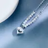 Cadena de Clavícula de Plata de Ley S925 Casual y Dulce Estilo Coreano Cuenta de Transferencia de Corazón Collar de Plata Diseño de Nicho Fabricante Directo Lote
