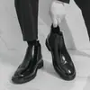 Botines Chelsea de Cuero Británicos de Talla Grande para Otoño e Invierno, Nuevos Botines Casuales de Moda Brogue para Hombre