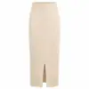 Saia de tricô cintura alta com fenda em estoque transfronteiriça para mulheres, vestido de tricô slim fit outono e inverno, saia de tricô cor sólida