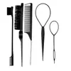 Set de Peluquería Listo para el Extranjero Set de Tres Piezas Peine de Cola con Punta de Aguja de Acero Partición Reflejos Cepillo para Cejas de Doble Cabeza Peine Cepillo para Bordes