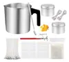 Los suministros del kit para hacer velas DIY incluyen olla para verter de 40 oz/1.2 L, termómetro, vela de soya