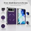 Adecuado para iPhone Duo: funda de teléfono magnética plegable con acabado electrochapado brillante, película protectora integrada y diseño a prueba de caídas