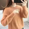 Suéter pullover casual de rayas verticales con cuello redondo para mujer, camiseta básica, nuevo suéter de punto holgado para mujer Otoño/Invierno 2026