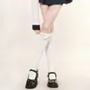 Medias de Encaje Ondulado de Otoño para Mujer, Calcetines Blancos Hasta la Rodilla con Lazo de Cinta, Estilo Pura Pasión, Calcetines Lolita JK Japoneses