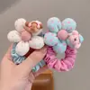 Gomas para el pelo de estilo coreano con lunares y flores para niños, accesorios para el pelo de perro de dibujos animados para niñas, pompones de tela para bebé, cuerdas para el pelo para recoger el cabello
