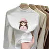 Ropa interior térmica para niñas con forro de polar, cuello alto medio, ropa interior cálida para niños mayores, camiseta para bebé niña, top cepillado de manga larga