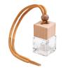 Colgante de Aromaterapia para Coche con Cubierta de Madera Simple, Vidrio Cuadrado, Perfume, Aceite Esencial Reenvasado, Botella Vacía, Pequeño y Portátil, Transfronterizo