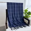 Nuevo Chal Bufanda Cálida de Cachemir a Cuadros Monocromático Unisex Moda Otoño e Invierno Bufanda de Borlas Versátil
