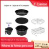 Acessórios para fritadeira de ar adequados para uso doméstico, molde de bolo de 5 peças, utensílios para assar, bandeja para pizza, grelha, fogão