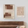 Moderno minimalista nórdico marrón retro geométrico abstracto sala de estar núcleo pintura decorativa sala de estar sofá fondo pintura pintura sobre lienzo