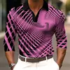 Nova Camisa Polo Masculina de Outono com Manga Longa Personalidade Transfronteiriça Cool Impressão Digital 3D Tendência Casual Camisa Polo