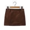 6574-24 Outono Novo Francês Retro Marrom Veludo Cotelê Sexy Terno Saia Quadril Saia Casual