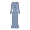 Vestido Longo Sexy de Verão com Cintura Marcada Emagrecedor Cauda de Peixe Bodycon com Alças Finas para Mulheres, Camisa com Proteção Solar, Blusa, Jaqueta, Slim Fit