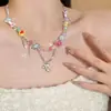 Conheça o Arco-Íris~ Colar de Doces Celebridade da Internet Doce-Legal Menina Picante Corrente para Clavícula Feminina Ins Design de Nicho Acessórios Tendência