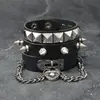 Set de 3 Piezas de Pulseras Anchas de Cuero Multicapa de Moda Europea y Americana de Venta Caliente Transfronteriza con Remaches Dominantes Personalizados Pulseras Punk Hip-Hop