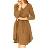 Ropa de Mujer Europea y Americana 2021 Wish Amazon Ebay Popular Color Puro Cuello en V Moda Manga Larga Botón Cinturón Vestido