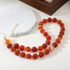 Colar Vintage de Pedras Naturais Ágata Vermelha Estilo Francês, Corrente para Clavícula de Luxo Leve Nicho Outono e Inverno, Acessório Elegante