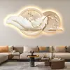 Pintura Decorativa Moderna de Lujo Ligero para Sala de Estar Pintura Colgante de Pared de Fondo de Sofá Estilo Chino Nuevo Atmosférico Nuevo Estilo Mural Pluma
