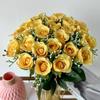 24 cabezas rosa plana flores artificiales punto venta al por mayor boda paisajismo simulación flores falsas novia sosteniendo flores