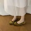 Bailarinas de estilo francés con lazo suave, punta cuadrada para mujer 2026, suela blanda, fruncidas, escote bajo, zapatos planos versátiles tipo abuela