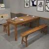 Mesa y Sillas para Comida Rápida de Madera Maciza Carbonizada y Quemada a Fuego Juego de Mesa y Sillas para Barbacoa Snack Bar Restaurante Tienda de Fideos Tienda de Desayuno Combinación de Mesa y Sillas para Tienda