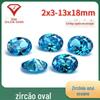 Zircônia Colorida Pedra Solta Oval Zircônia Água-marinha Pedra Solta Superfície de Anel Artificial Gema de Zircônia Cúbica Oval Fabricante Atacado
