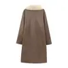 Amazon 2024 Otoño e Invierno Nueva Ropa para Mujer Estilo Europeo y Americano Transfronterizo Abrigo Largo Reversible de Doble Cara Cardigan
