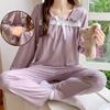 Pijama Nuevo para Mujer Embarazada de Primavera y Otoño, Cuadrado Lindo, Estilo Coreano, Ropa de Maternidad y Postparto, Traje de Manga Larga para Casa