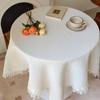 Waffle Toalha de Mesa Foto Adereços Fundo Pano Ins Branco Estilo Simples Sobremesa Toalha de Mesa Borla Lace Home Wear