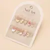 Uñas Dulces, Frescas y Lindas con Moños, Parches de Manicura Francesa Corta de Oso Fresa, Uñas Postizas de Talla Única para Fiesta de Estudiantes