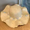 Sombrero de Paja Plegable Floral Estilo Hyuna para Mujer, Sombrero de Cubo Fresco de Verano para Protección Solar, para Vacaciones y Salidas