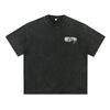 Camiseta de Manga Corta con Estampado de Letras de Textura Rota para Hombre Verano Nueva Retro Lavada Marca Trendy Pareja Camiseta de Media Manga Q