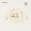 Roupas Infantis Bangxuan Novidades de Primavera Camiseta Redonda para Meninos Blusa Infantil Manga Longa com Grafite Fofo para Meninos