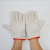 Guantes de Lona, Cuero Blanco de 24 Hilos, Doble Capa, Engrosados, Resistentes al Desgaste, para Trabajos de Construcción, Protección Laboral, Soldadura, Totalmente Forrados, Guantes de Lona 100% Algodón